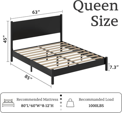 Country Rustic Wood Platform Bed Frame