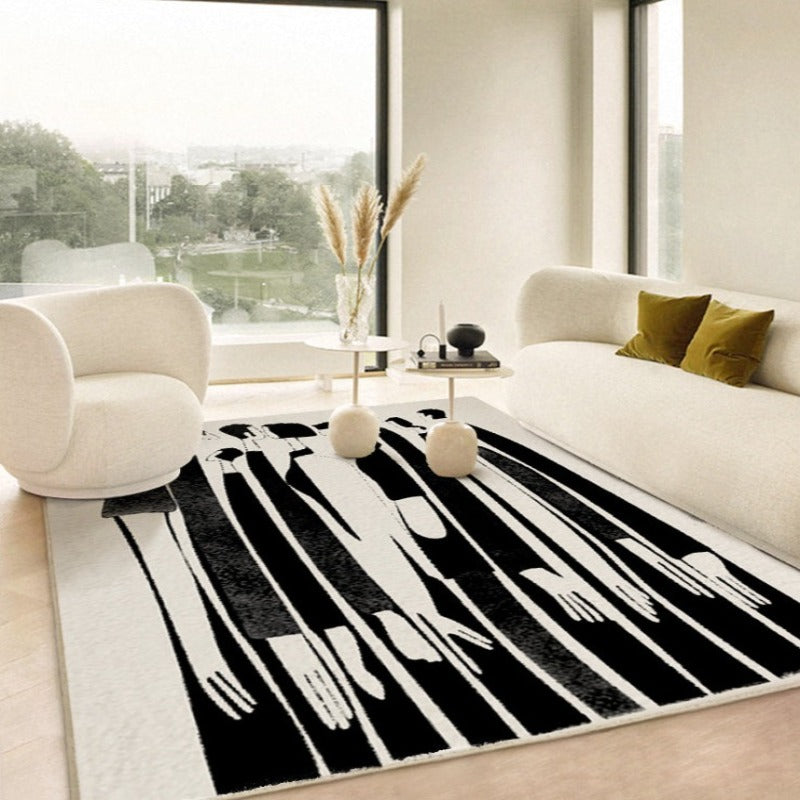 Imperfect Art Black White Bedroom Rug