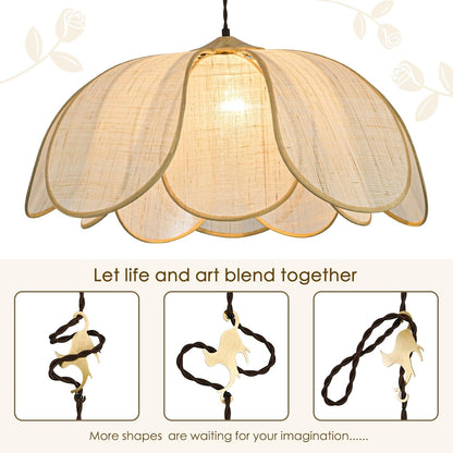 Decorative pendant light with floral design on a beige background