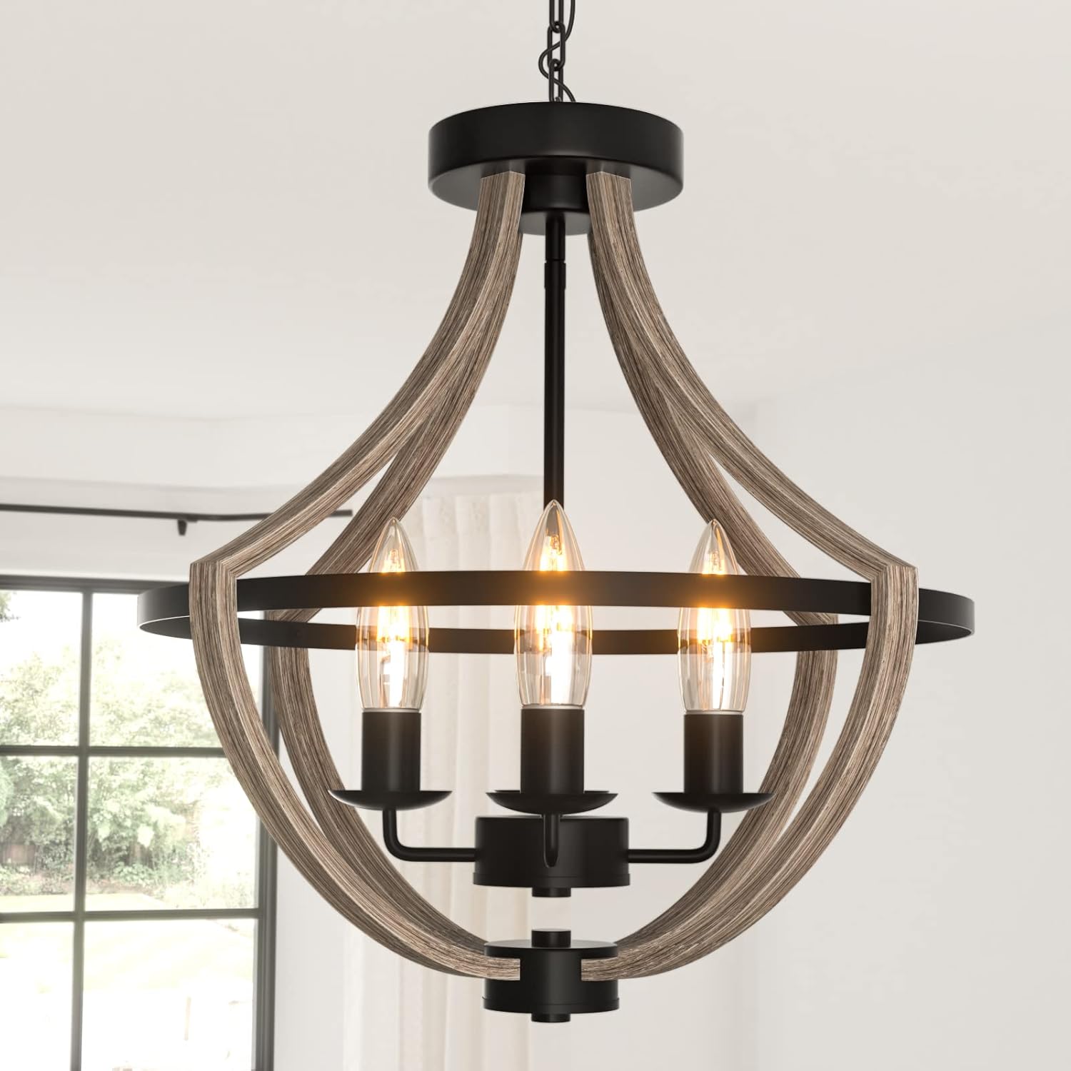Farmhouse Faux Wood Rustic Chandelier 1