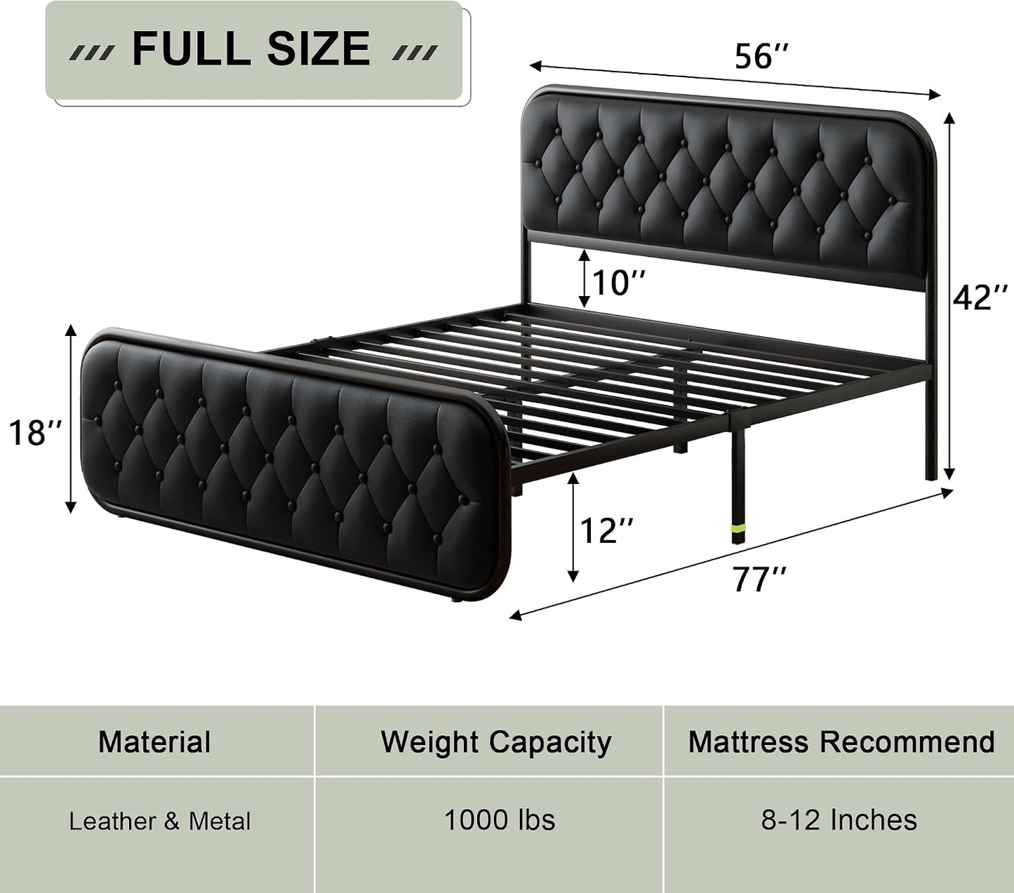 Faux Leather Platform Bed Frame