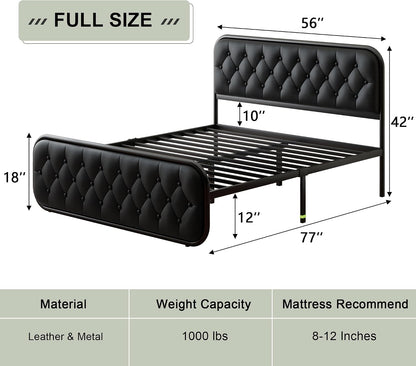 Faux Leather Platform Bed Frame