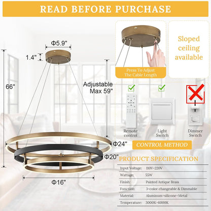 Chandelier with measurement details and product specifications on a white background