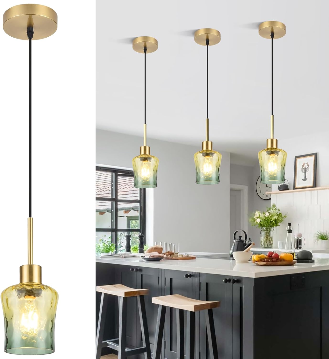 gold glass pendant light 2