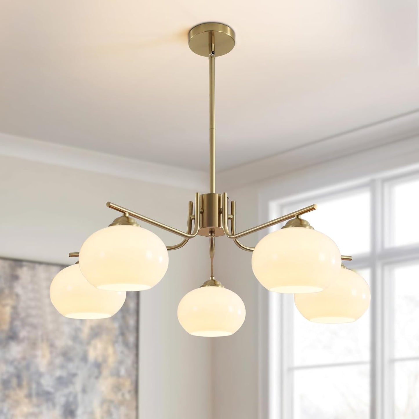 Gold Milk Glass Chandelier