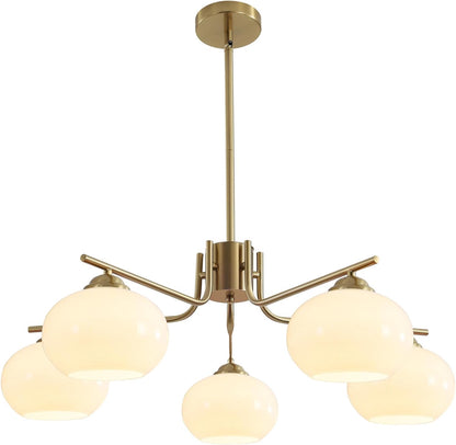 Gold Milk Glass Chandelier