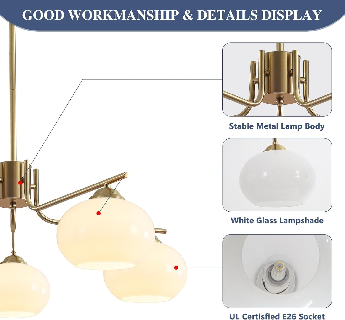Gold Milk Glass Chandelier