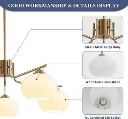 Gold Milk Glass Chandelier