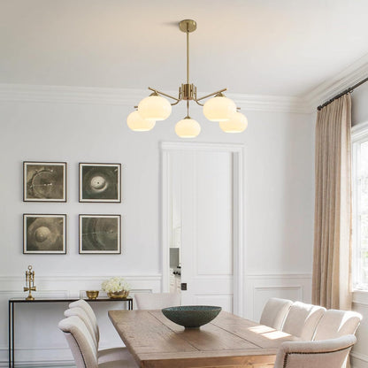 Gold Milk Glass Chandelier