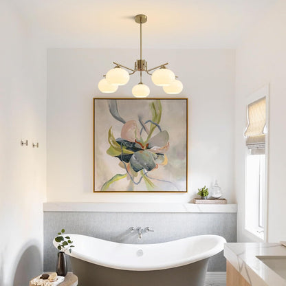 Gold Milk Glass Chandelier