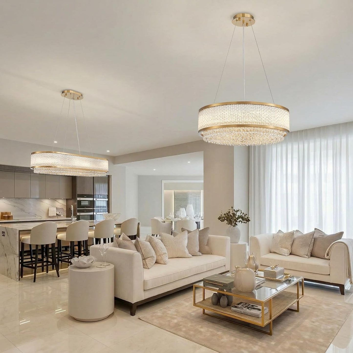 Gold Oval Crystal Chandelier