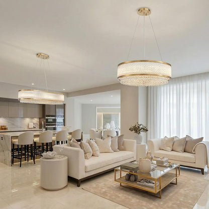 Gold Oval Crystal Chandelier
