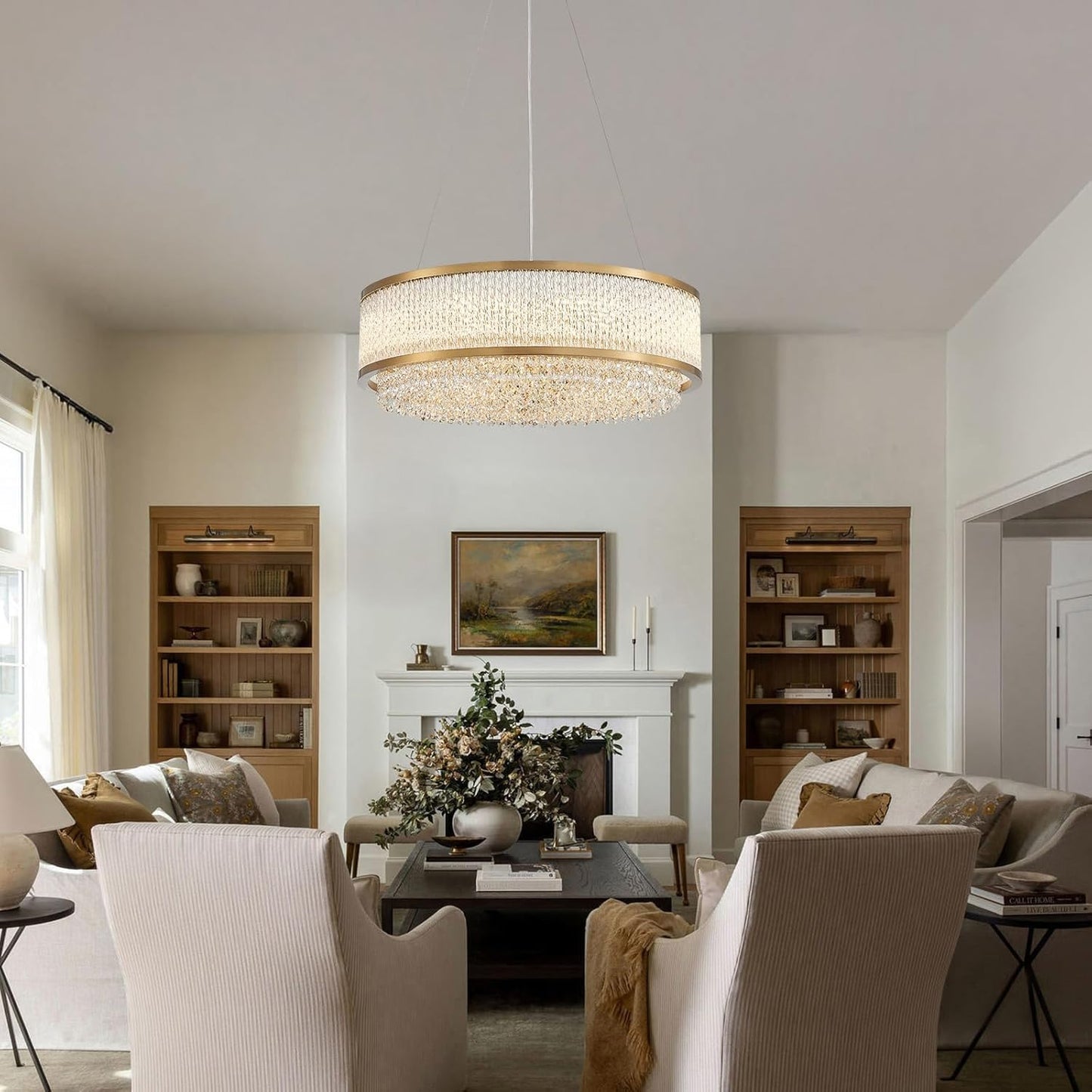 Gold Oval Crystal Chandelier