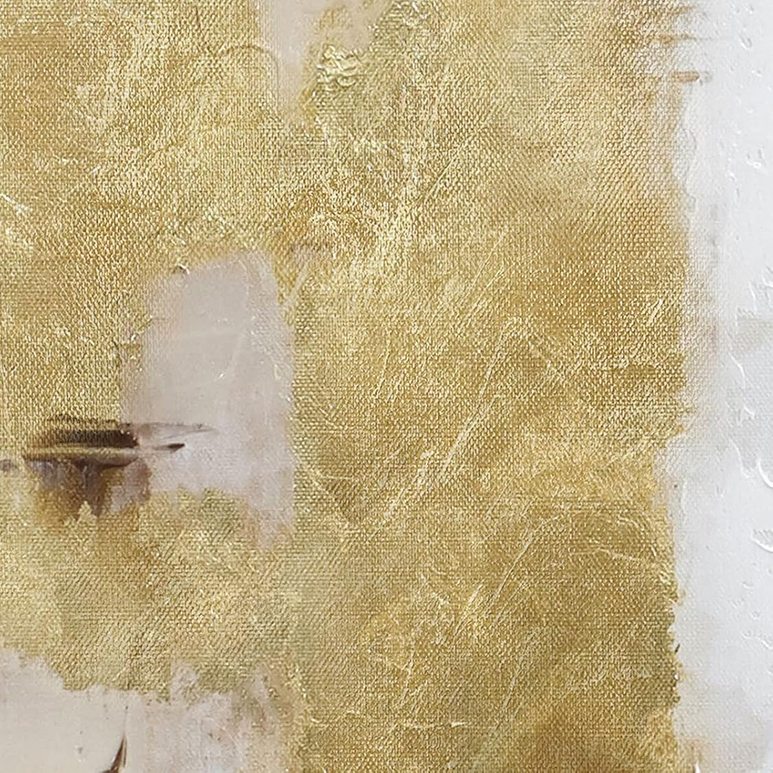 Text on gold leaf texture with 'Gold leaf, not gold paint Sparkle and shine' message.