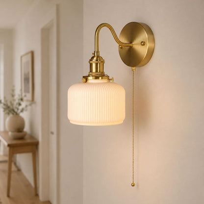 Gooseneck Copper Base Ceramic Wall Sconce