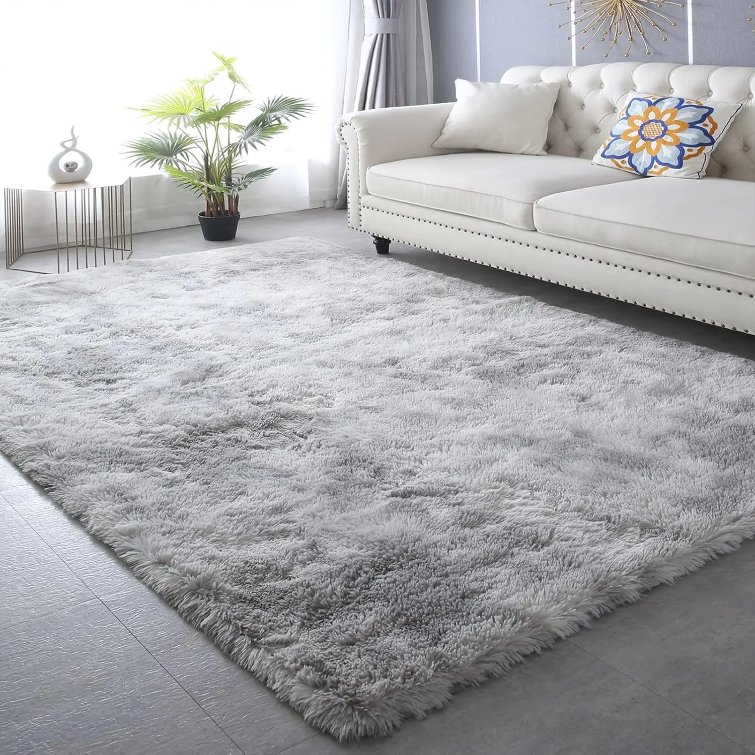 Grey Fluffy Shag Rug | Luxury 6x9 Soft Area Rug – Decorstly