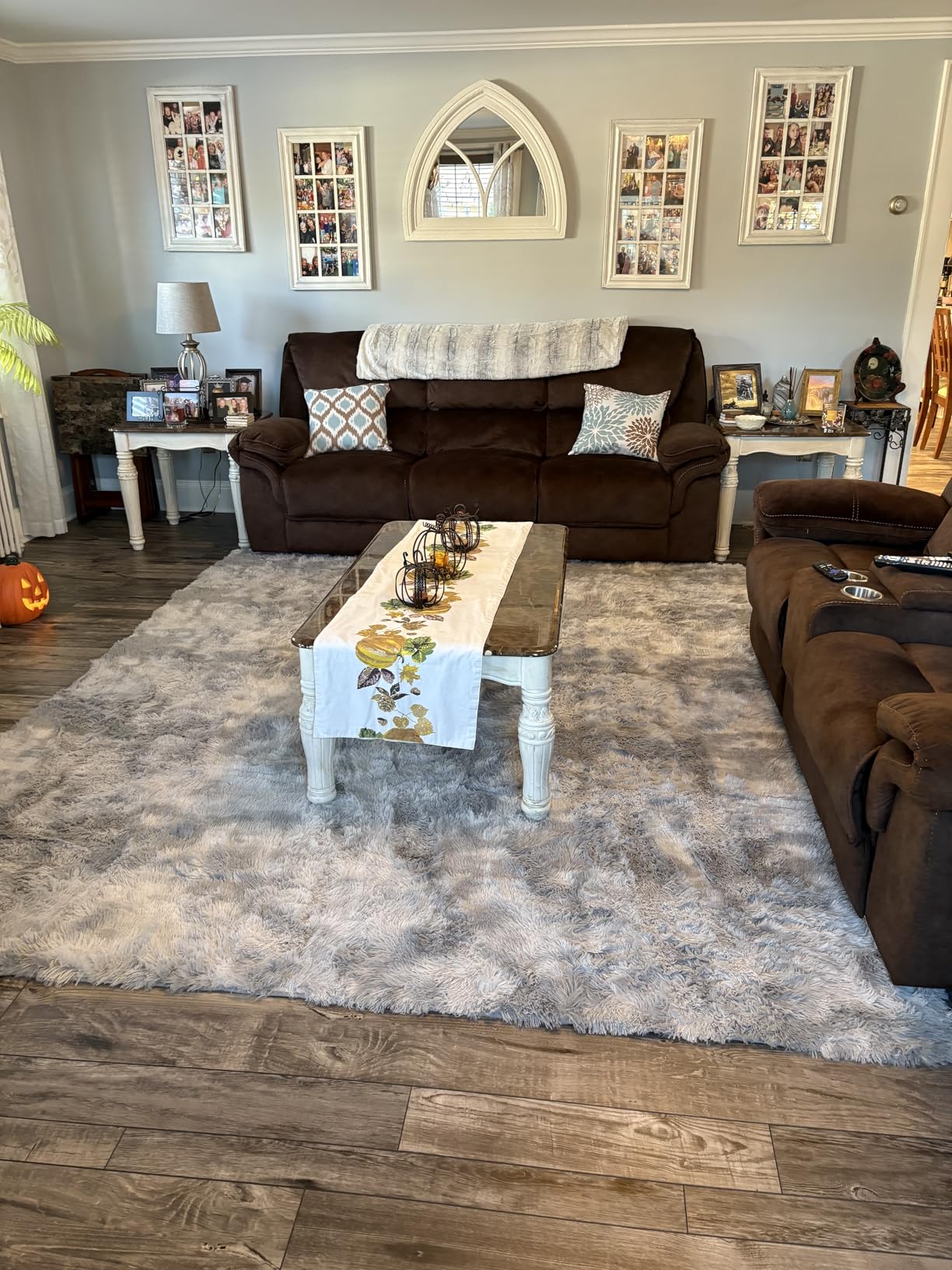 Grey Fluffy Shag Rug