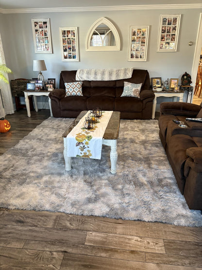 Grey Fluffy Shag Rug