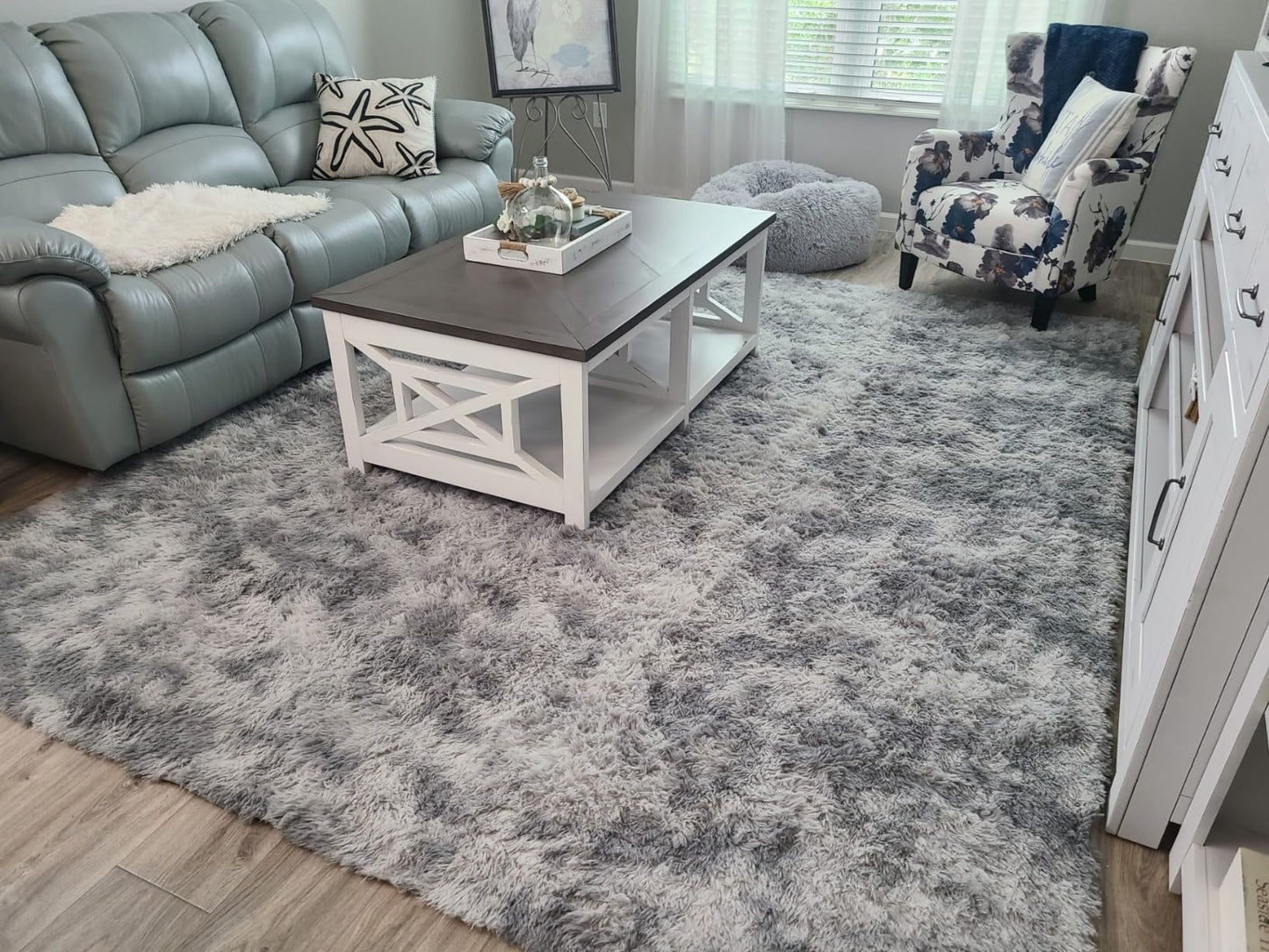 Grey Fluffy Shag Rug