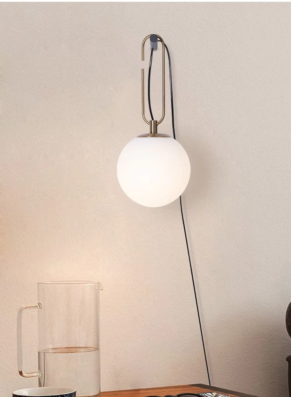 White Globe Glass Wall Lamp