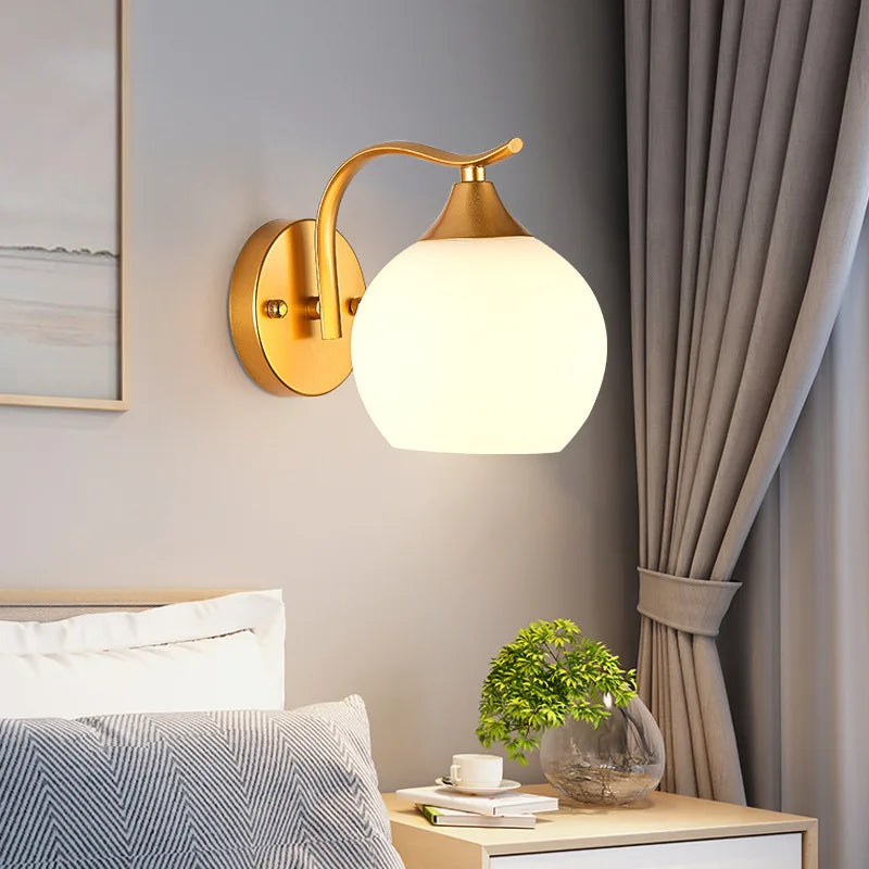 Gold Frosted Glass Wall Light