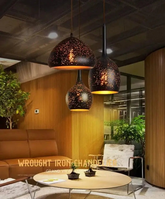 Vintage Black Iron Etching Pendant Lamp - Decorstly