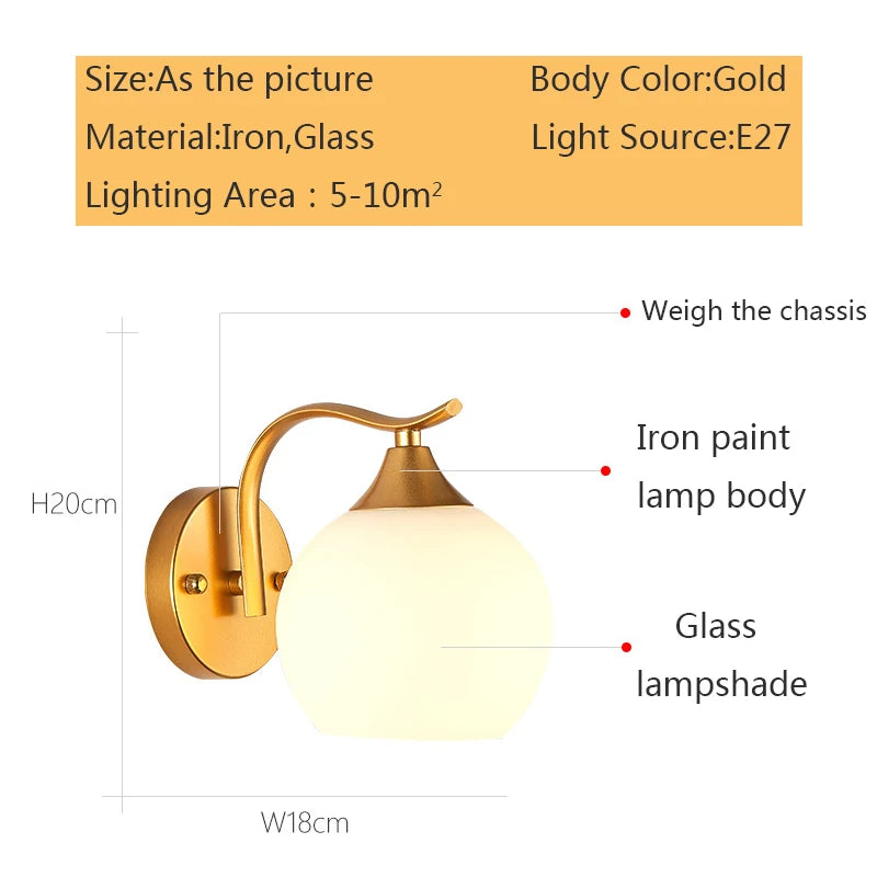 Gold Frosted Glass Wall Light