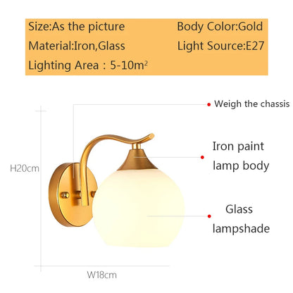 Gold Frosted Glass Wall Light