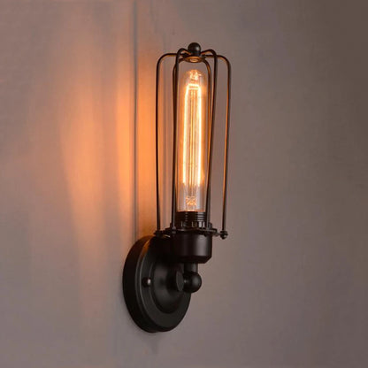 Light bulb on a wall-mounted LoftEdison Retro Wall Lamp fixture.