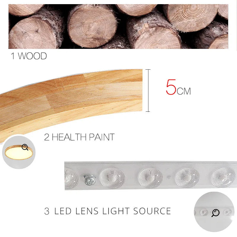 Wooden LED Round Ceiling Light