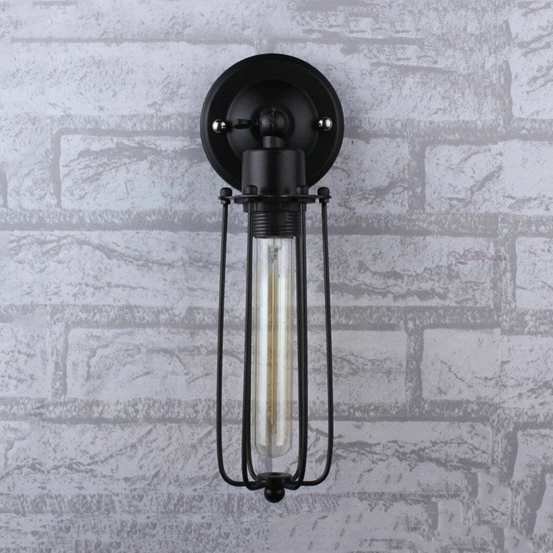 Light bulb attached to a wall mounted light fixture, featuring the stylish LoftEdison Retro Wall Lamp.