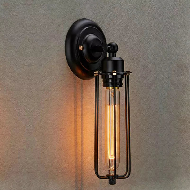 A wall mounted light fixture with a light bulb. The fixture is the LoftEdison Retro Wall Lamp.
