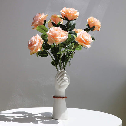 Hand Flower Ceramic Vase