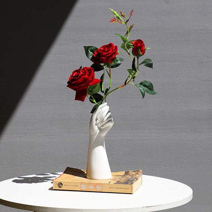 Hand Flower Ceramic Vase