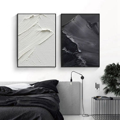 Handcrafted Dark White Mountain Paintings