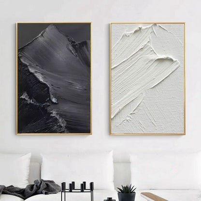 Handcrafted Dark White Mountain Paintings