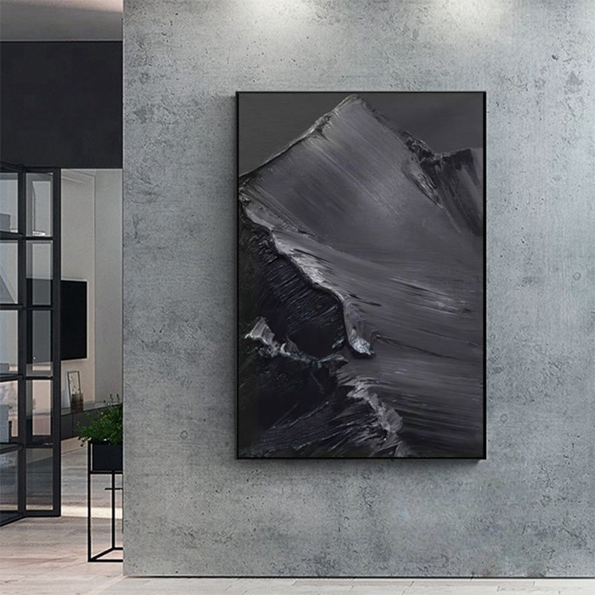 Handcrafted Dark White Mountain Paintings