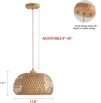 Pendant light with dimensions and a comparison to a pizza