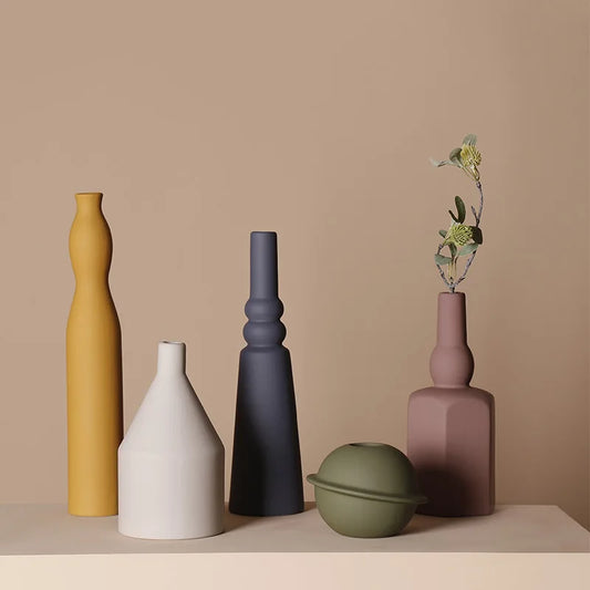 Decorstly Morandi Color Ceramic Vases | Florist Dry Flower Ornaments for Home Decor