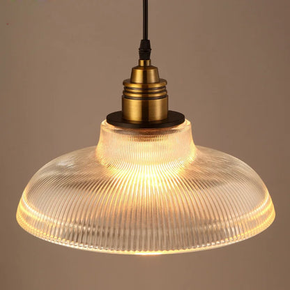 Striped Lid Glass Pendant Light