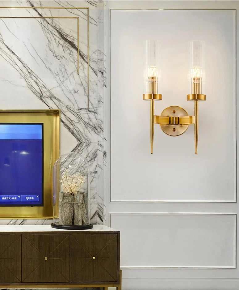 Modern Double Head Gold Wall Sconce