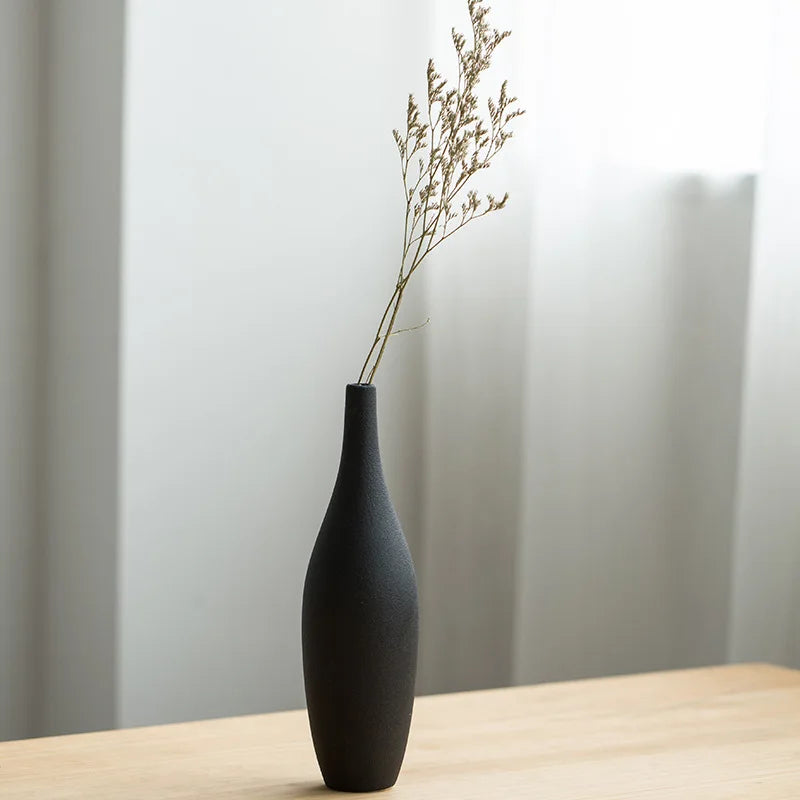 Mediterranean Zen Black Blue Ceramic Vase