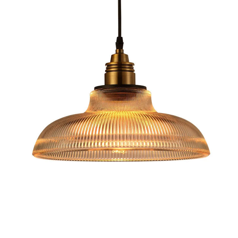 Striped Lid Glass Pendant Light