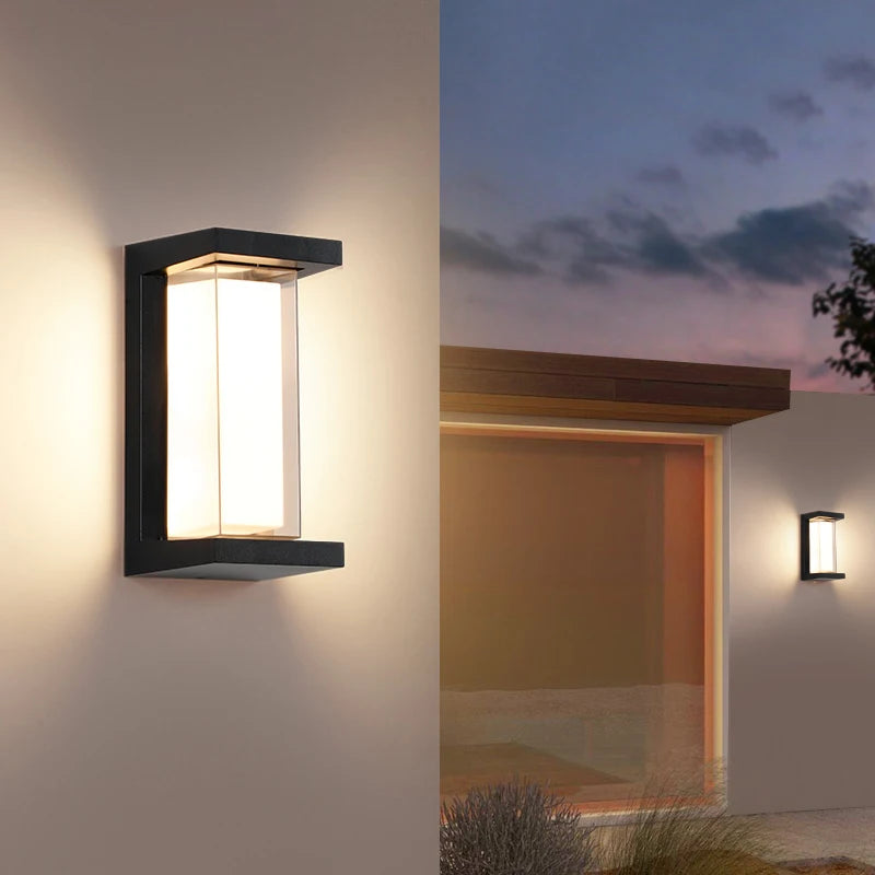 Motion-activated LED porch light providing a gentle glow for outdoor spaces.