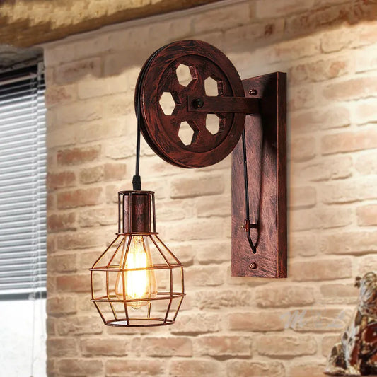 Vintage Lifting Pulley Wall Sconce