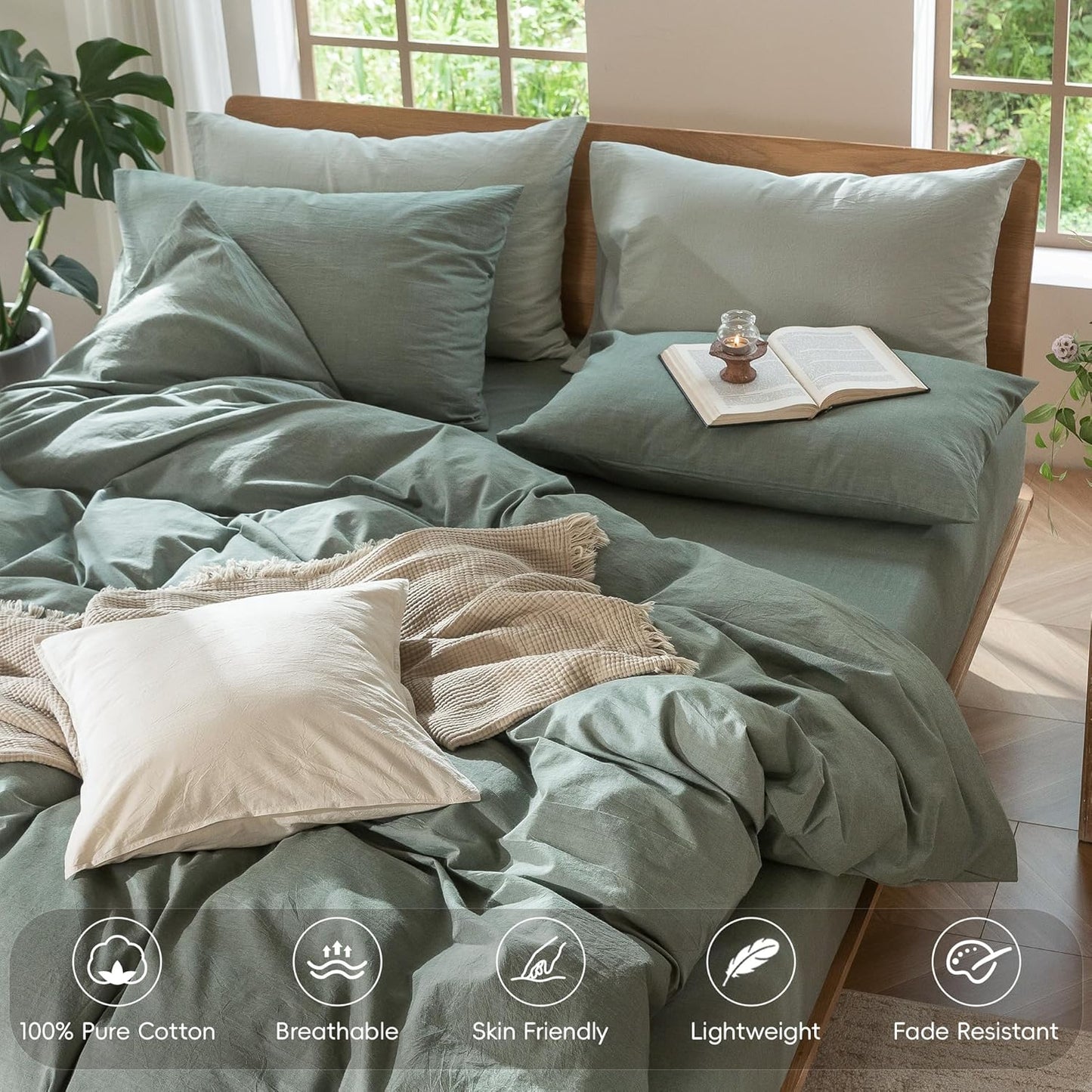 Heathered Green Duvet Cover Set
