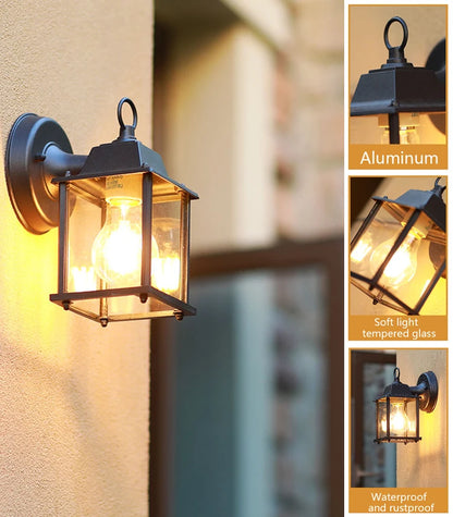 NoirBeam Vintage Wall Sconce: black light with bulb outdoors
