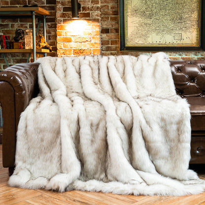 HomeComfy Faux Fur Throw Blanket - White