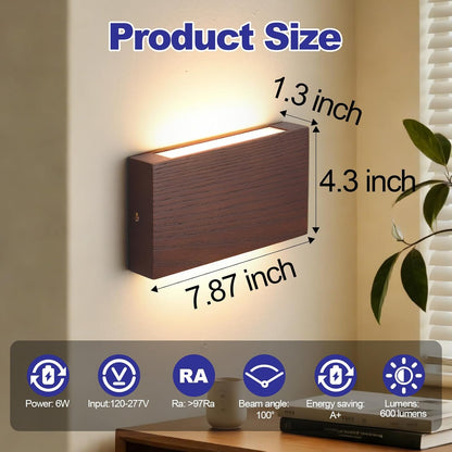 Wall-mounted light fixture with dimensions labeled on a neutral background