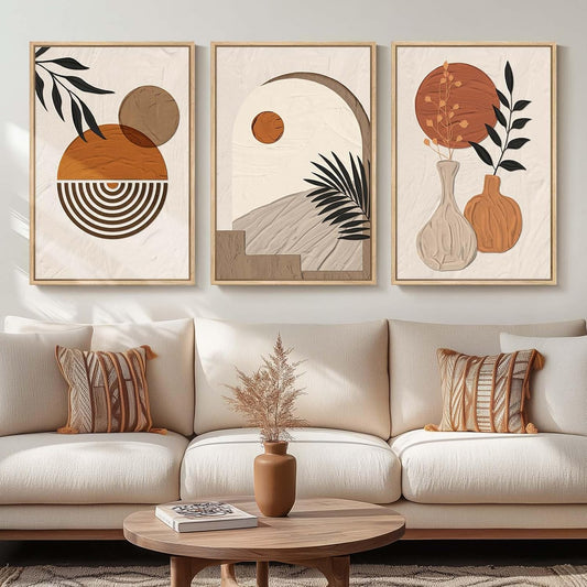 Large Boho Framed Wall Painting Set
